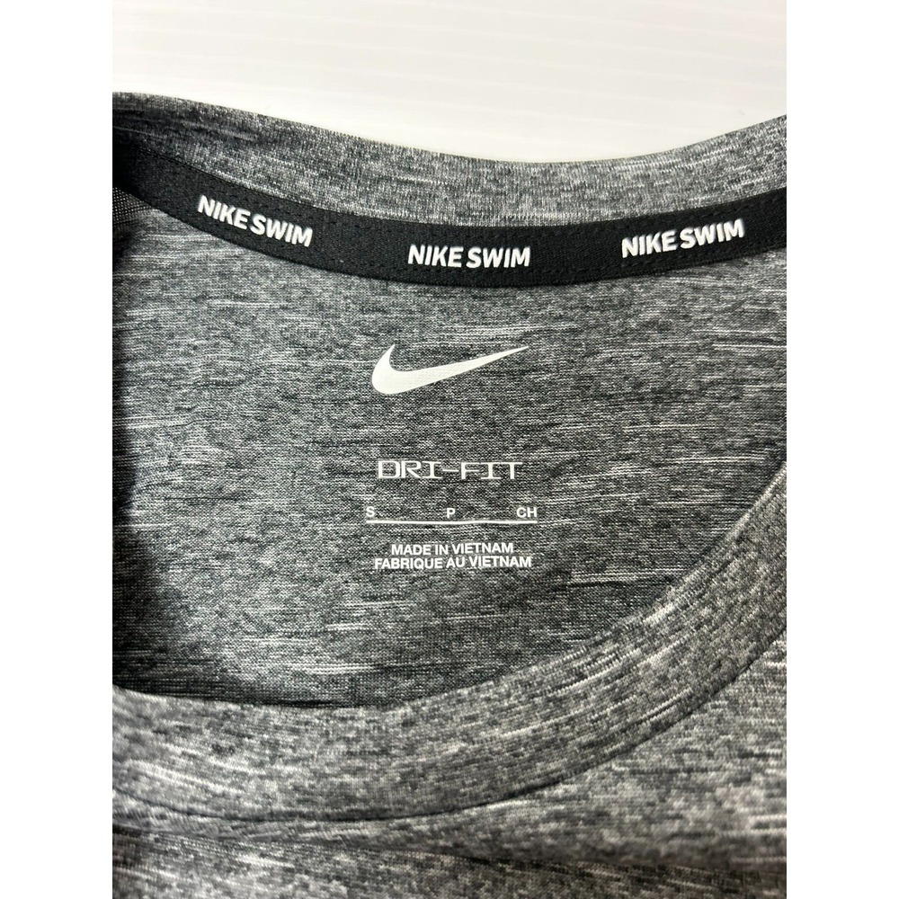 Nike DRI-FIT Swim Men Hydroguard Short Sleeve Shirt Gray NESSA589-001 Men's S - Picture 8 of 10